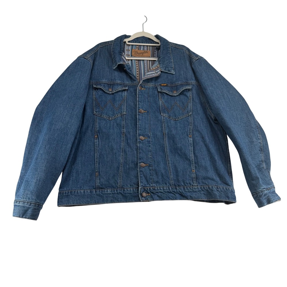 Wrangler Authentic Western Jacket Men XXL Blanket Lined Denim Trucker Rancher